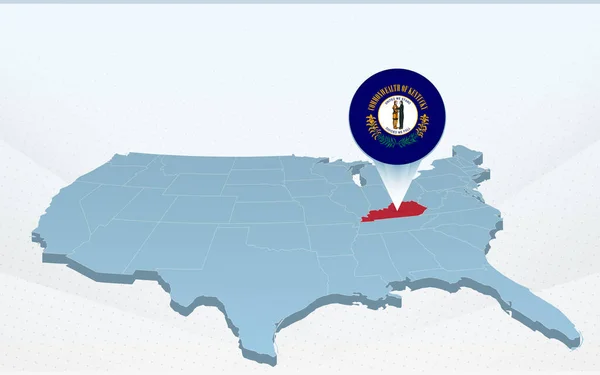 Kentucky Mapa Stanu Mapie Stanów Zjednoczonych Ameryki Perspektywie — Wektor stockowy