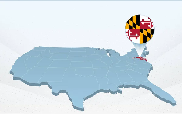 Mappa Dello Stato Del Maryland Sulla Mappa Degli Stati Uniti — Vettoriale Stock