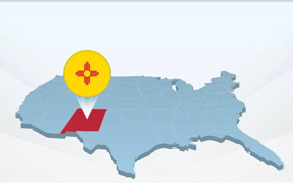Amerika Birleşik Devletleri Haritasında New Mexico Eyalet Haritası Perspektifte — Stok Vektör