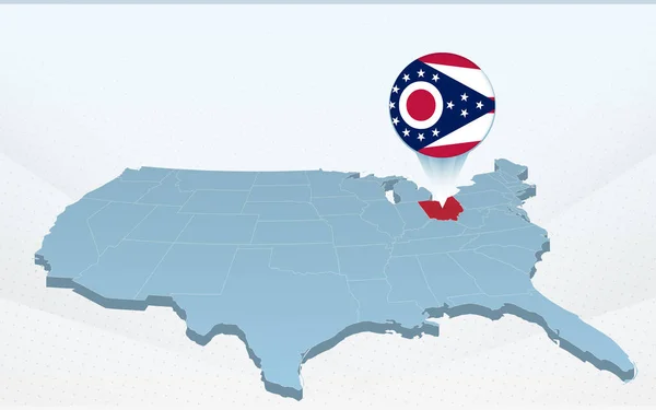 Ohio Eyalet Haritası Amerika Birleşik Devletleri Haritası Perspektifinde — Stok Vektör