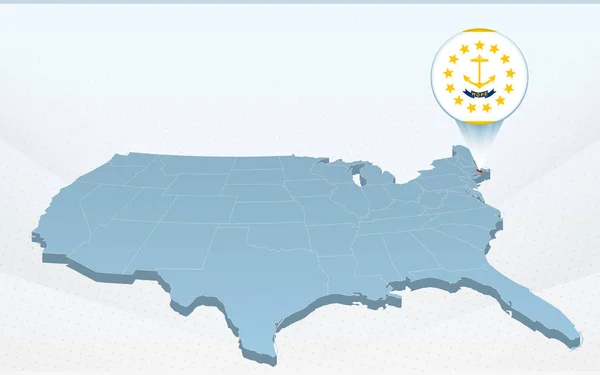 Carte Rhode Island Sur Carte Des États Unis Amérique Perspective — Image vectorielle