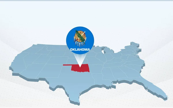 美利坚合众国地图上俄克拉荷马州地图的透视 — 图库矢量图片
