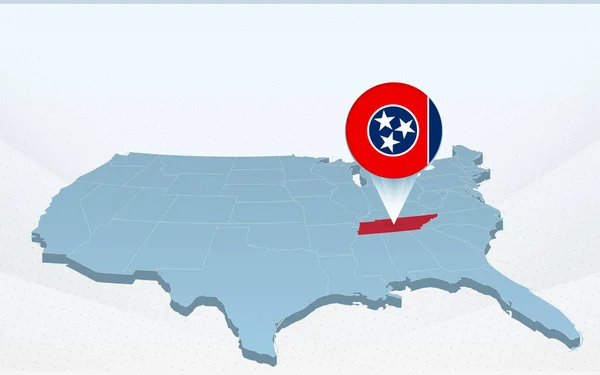 Tennessee State Map Auf Der Karte Der Vereinigten Staaten Von — Stockvektor
