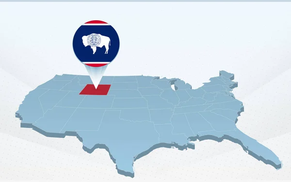 Wyoming State Map United States America Χάρτης Προοπτική — Διανυσματικό Αρχείο