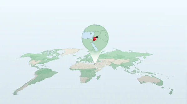 Wereldkaart Perspectief Van Locatie Van Het Land Jordanië Met Gedetailleerde — Stockvector