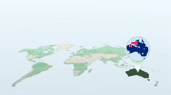 Mapa Mundial Perspectiva Que Muestra Ubicación Del País Australia Con — Archivo Imágenes Vectoriales