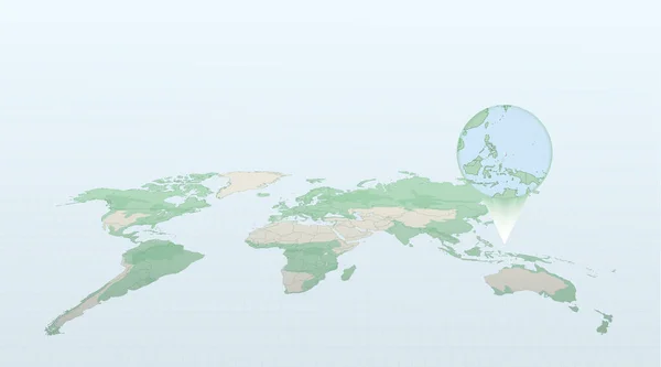 Карта Мира Перспективе Показывающая Местоположение Страны Палау Подробной Картой Флагом — стоковый вектор