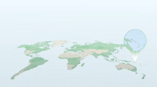 Mapa Mundo Perspectiva Mostrando Localização País Ilhas Salomão Com Mapa — Vetor de Stock