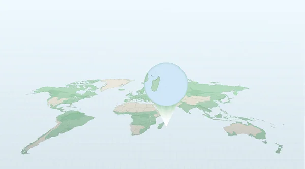 Világ Térkép Perspektívában Mutatja Helyét Ország Mauritius Részletes Térkép Zászló — Stock Vector