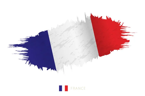 具有挥动效果的法国彩绘笔划旗 — 图库矢量图片