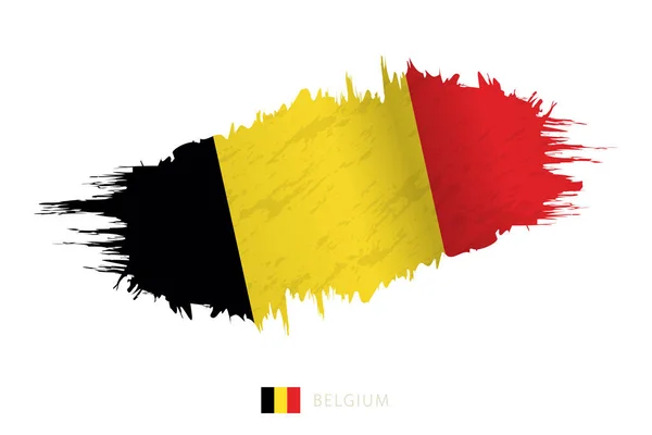 Bandeira Pincelada Pintada Bélgica Com Efeito Ondulante — Vetor de Stock