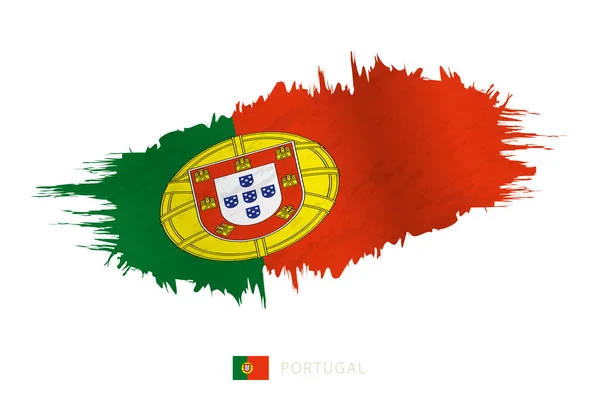 Painted Brushstroke Flag Portugal Waving Effect — Stock Vector
