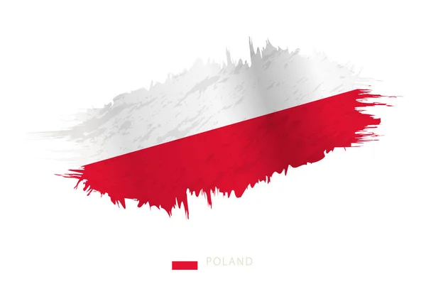 Painted Brushstroke Flag Poland Waving Effect — Stock Vector