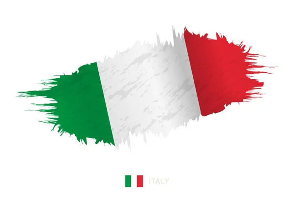 Bandeira Pincelada Pintada Itália Com Efeito Ondulante — Vetor de Stock