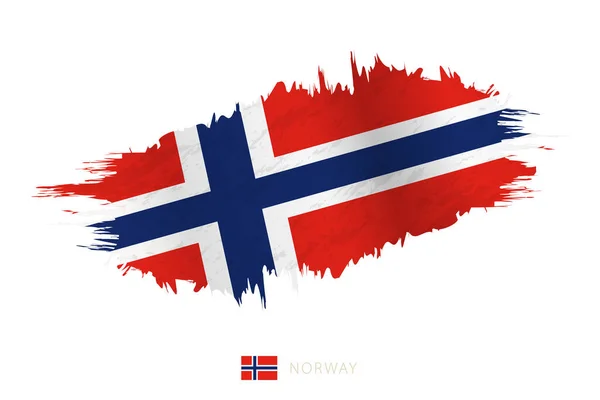 Geschilderde Penseelstreek Vlag Van Noorwegen Met Golvend Effect — Stockvector
