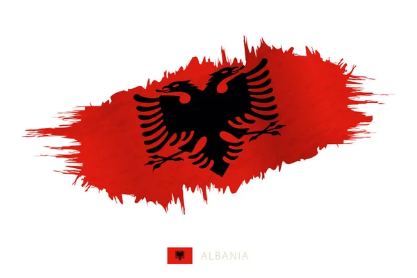 Geschilderde Penseelstreek Vlag Van Albanië Met Golvend Effect — Stockvector