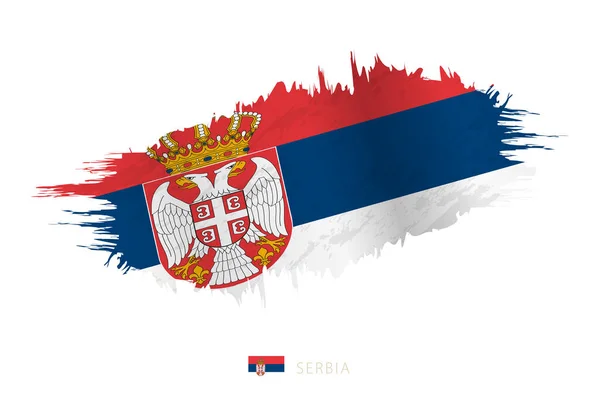 具有挥动效果的塞尔维亚彩绘笔划旗帜 — 图库矢量图片