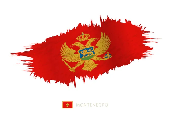 Bandeira Pincelada Pintada Montenegro Com Efeito Ondulante —  Vetores de Stock