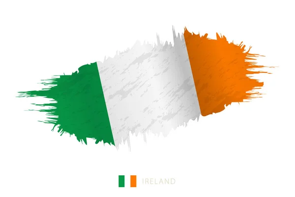 Pincelada Bandera Irlanda Con Efecto Ondulante — Vector de stock