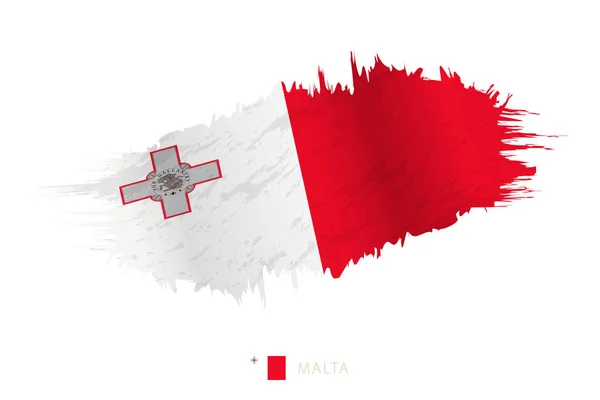 Pincelada Bandera Malta Con Efecto Ondulante — Archivo Imágenes Vectoriales