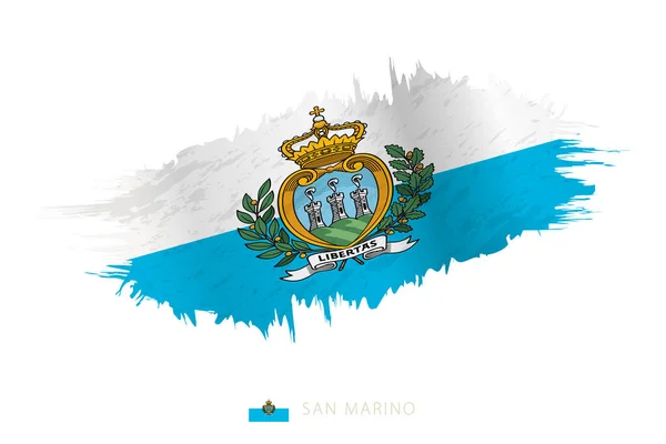 Bandiera Pennellata Dipinta San Marino Con Effetto Sventolante — Vettoriale Stock