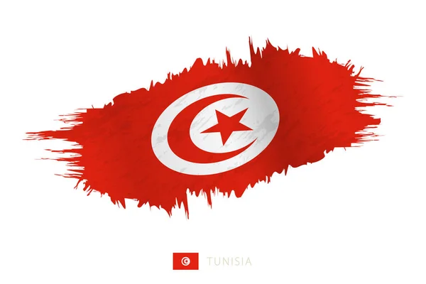 Bemalte Pinselstrich Flagge Tunesiens Mit Wehender Wirkung — Stockvektor