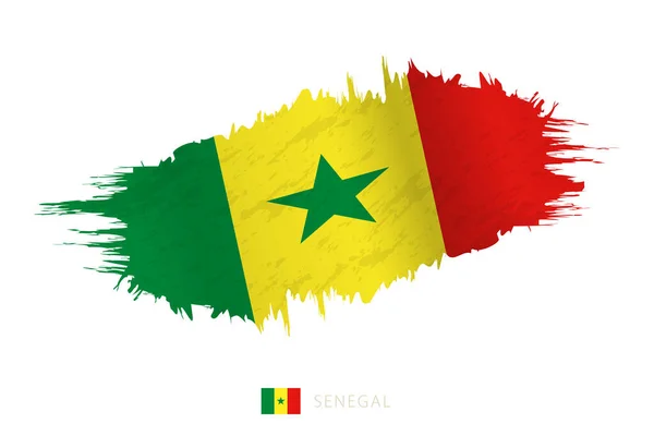 Bandiera Pennellata Dipinta Del Senegal Con Effetto Sventolante — Vettoriale Stock