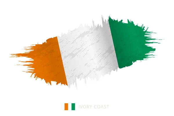 Painted Brushstroke Flag Ivory Coast Waving Effect — Stock Vector