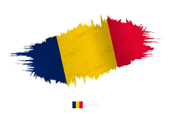 Pincelada Bandera Chad Con Efecto Ondulante — Vector de stock