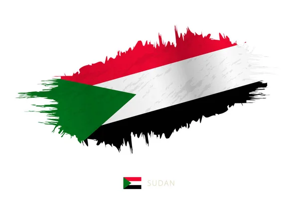Sudan Sallama Efektli Fırça Darbesi Bayrağı — Stok Vektör