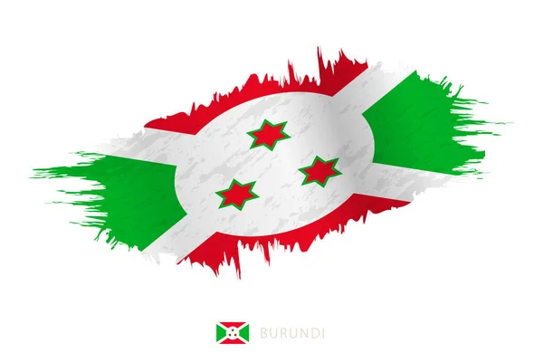 Geschilderde Penseelstreek Vlag Van Burundi Met Zwaaiend Effect — Stockvector