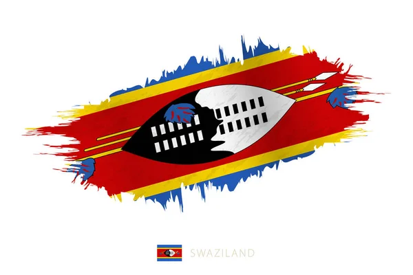 Målad Penseldrag Flagga Swaziland Med Viftande Effekt — Stock vektor