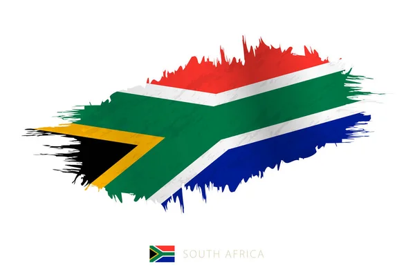 Bandeira Pincelada Pintada África Sul Com Efeito Ondulante — Vetor de Stock