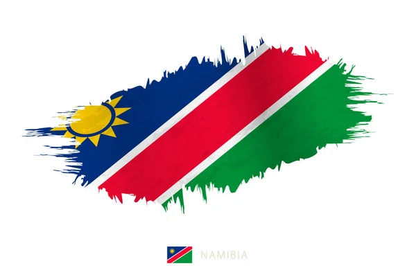 Bandeira Pincelada Pintada Namíbia Com Efeito Ondulante —  Vetores de Stock