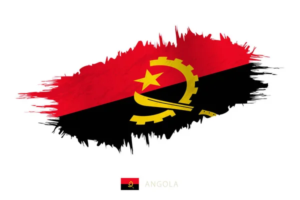 Festett Ecset Zászló Angola Integető Hatással — Stock Vector