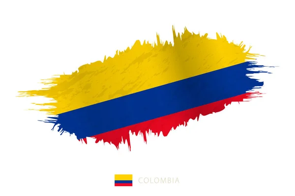 Malovaná Kartáčová Vlajka Kolumbie Vlnivým Efektem — Stockový vektor