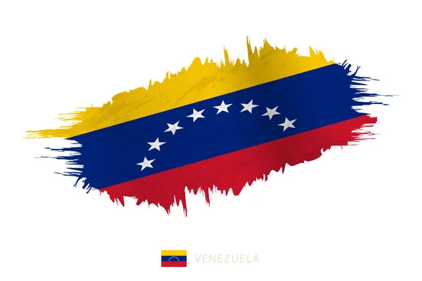 具有挥动效果的委内瑞拉彩绘笔划国旗 — 图库矢量图片