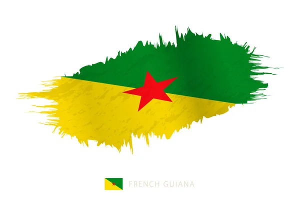 Malovaná Kartáčová Vlajka Francouzské Guyany Vlnivým Efektem — Stockový vektor