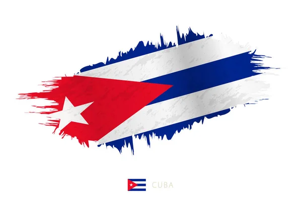 Drapeau Peint Brushstroke Cuba Avec Effet Ondulant — Image vectorielle