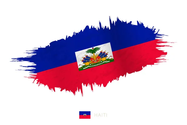 Drapeau Peint Brushstroke Haïti Avec Effet Ondulant — Image vectorielle