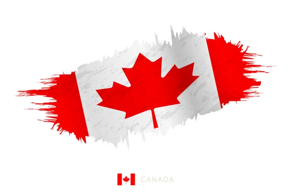 Geschilderde Penseelstreek Vlag Van Canada Met Golvend Effect — Stockvector