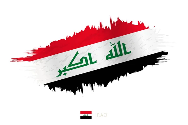 Drapeau Peint Brushstroke Irak Avec Effet Ondulant — Image vectorielle