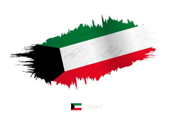 Pincelada Bandera Kuwait Con Efecto Ondulante — Vector de stock