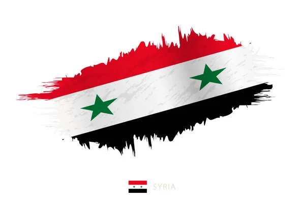 Målad Penseldrag Flagga Syrien Med Viftande Effekt — Stock vektor