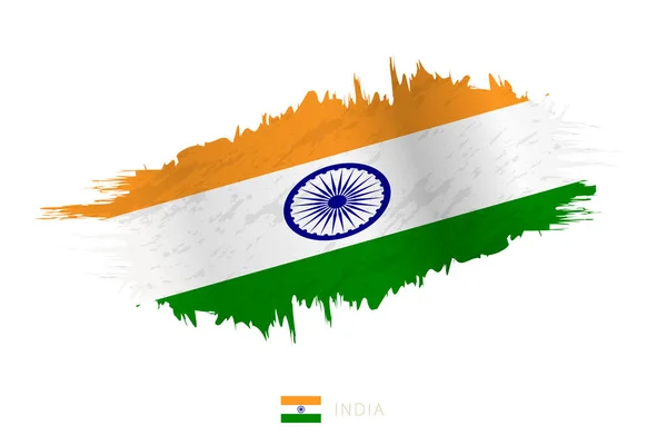 Βαμμένη Brushstroke Σημαία Της Ινδίας Κυματισμό Αποτέλεσμα — Διανυσματικό Αρχείο