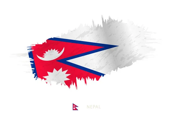 Festett Ecsetvonás Zászló Nepál Integető Hatással — Stock Vector