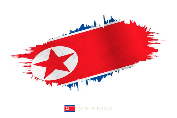 Geschilderde Penseelstreek Vlag Van Noord Korea Met Golvend Effect — Stockvector