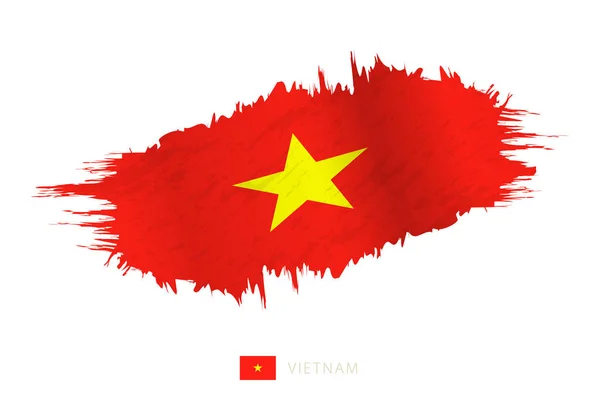 Bendera Brushstroke Bergambar Vietnam Dengan Efek Melambai - Stok Vektor