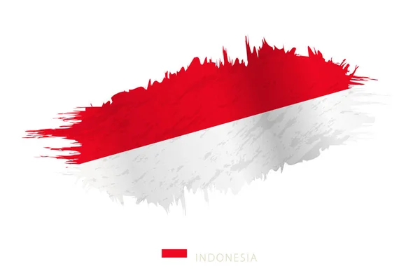 Målade Penseldrag Flagga Indonesien Med Viftande Effekt — Stock vektor