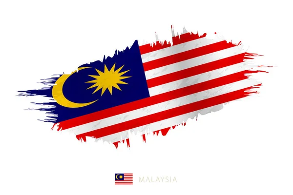 Geschilderde Penseelstreek Vlag Van Maleisië Met Golvend Effect — Stockvector